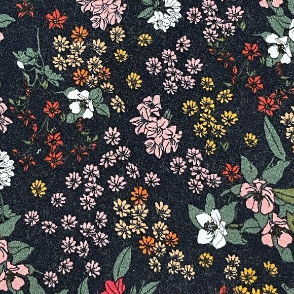 Loft Swing Dress Knit Floral Ruffle Cap Sleeve Comfort Casual M Medium Black - Picture 7 of 7